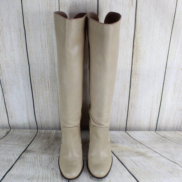 COLE HAAN Tall Heeled Soft Tan Leather Boots 7 - Picture 4 of 8
